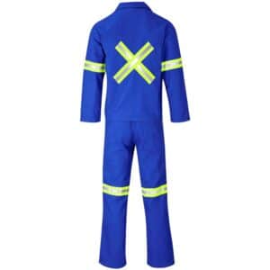 Technician 100% Cotton Conti Suit - Reflective Arms, Legs & Back - Yellow Tape - Royal Blue - Image 2