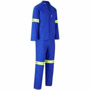 Technician 100% Cotton Conti Suit - Reflective Arms, Legs & Back - Yellow Tape - Royal Blue - Image 3