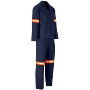 Technician 100% Cotton Conti Suit - Reflective Arms, Legs & Back - Orange Tape - Navy - Image 2