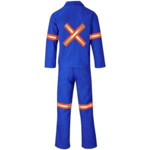 Technician 100% Cotton Conti Suit - Reflective Arms, Legs & Back - Orange Tape - Royal Blue - Image 2