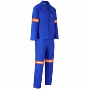 Technician 100% Cotton Conti Suit - Reflective Arms, Legs & Back - Orange Tape - Royal Blue - Image 3