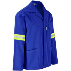 Site Premium Polycotton Jacket - Reflective Arms - Yellow Tape - Royal Blue - Image 3