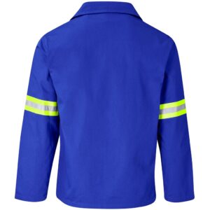 Artisan Premium 100% Cotton Jacket - Reflective Arms - Yellow Tape - Royal Blue - Image 2