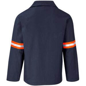 Artisan Premium 100% Cotton Jacket - Reflective Arms - Orange Tape - Navy - Image 2