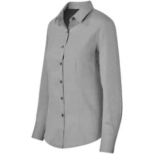 Ladies Long Sleeve Nottingham Shirt - Grey - Image 3