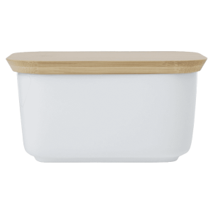 Buy White Basics Butter Dish With Bamboo Lid Online