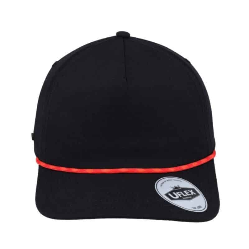 Buy Uflex 5 Panel Ripstop Dad Cap – Black/Orange Red Online