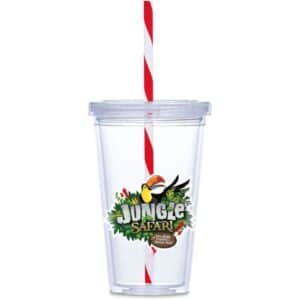 Alternative view of Malibu Double-Wall Plastic Tumbler - Straw - 470ml