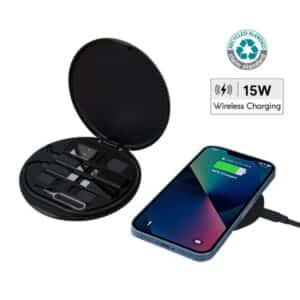 Alternative view of OSLO - @memorii Recycled 15W Wireless Charger Multi - Cable Set