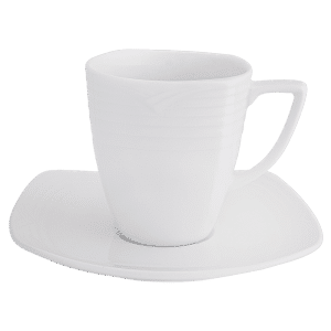Arctic White Square Tall Cup And Saucer