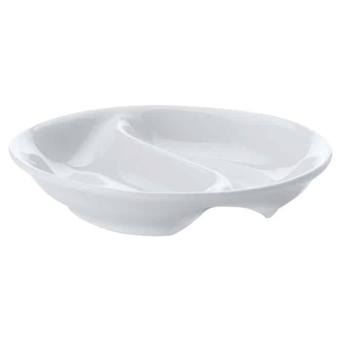 White Basics Round Divided Sauce Dish