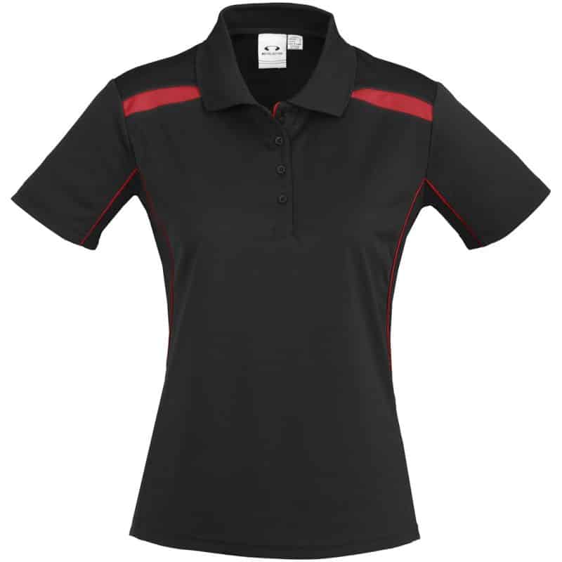 Ladies United Golf Shirt - Black Red - Image 4