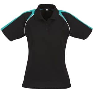 Alternative view of Ladies Triton Golf Shirt - Black Teal